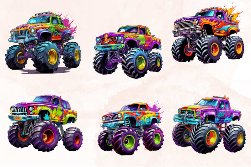 colorful-monster-truck-clipart-bundle