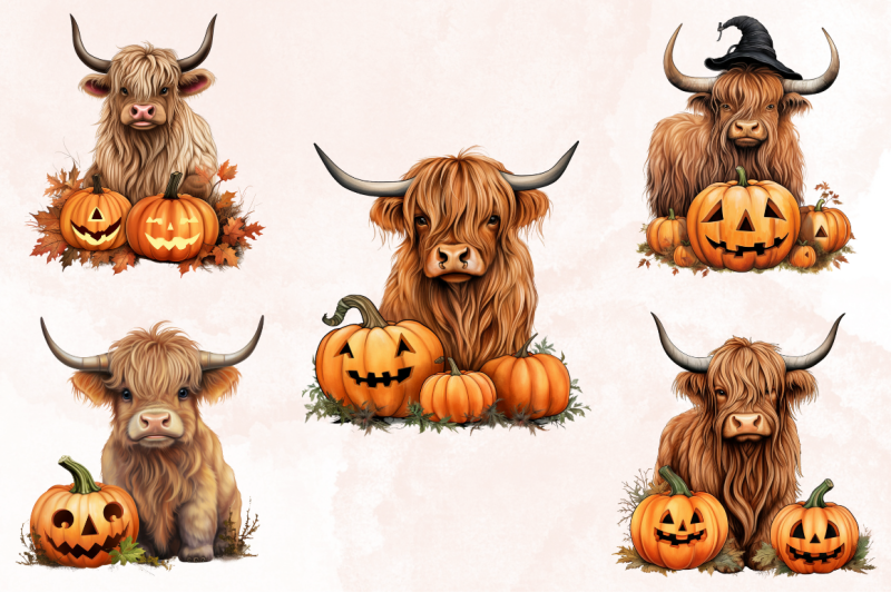 halloween-highland-cow-clipart-bundle