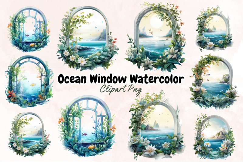 ocean-window-watercolor-clipart-bundle