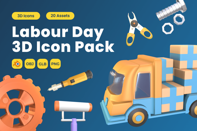 labour-day-3d-icon-pack-vol-6