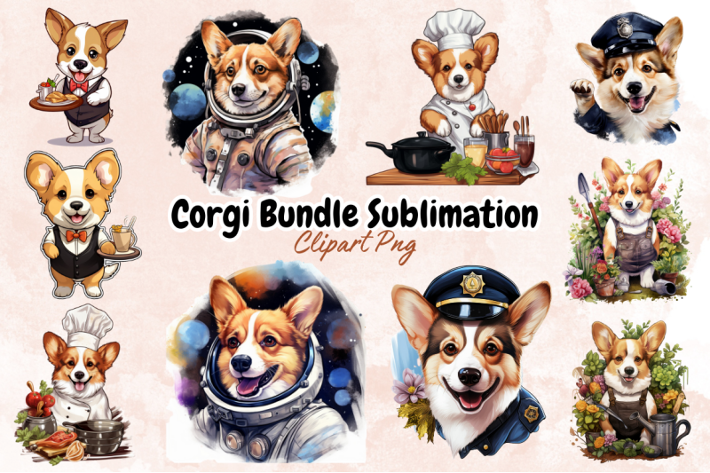 corgi-bundle-sublimation-clipart