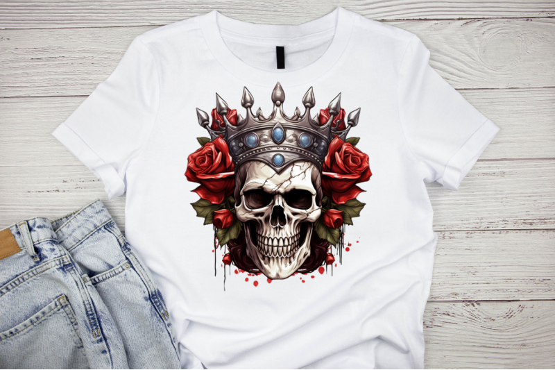 king-skull-with-roses-clipart