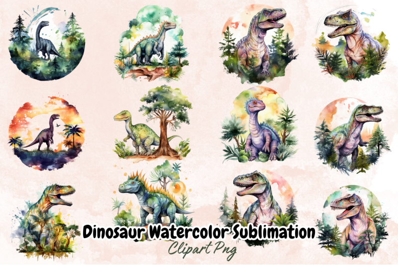 dinosaur-watercolor-sublimation-clipart