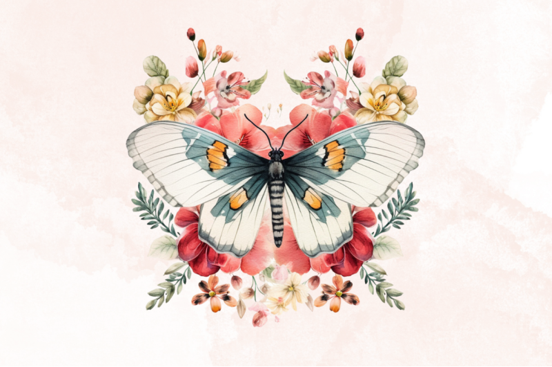 flowers-moth-watercolor-clipart