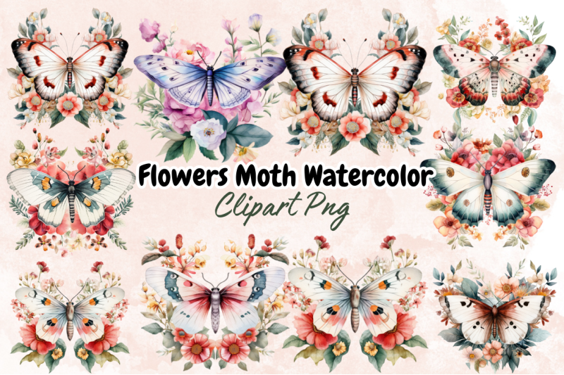 flowers-moth-watercolor-clipart