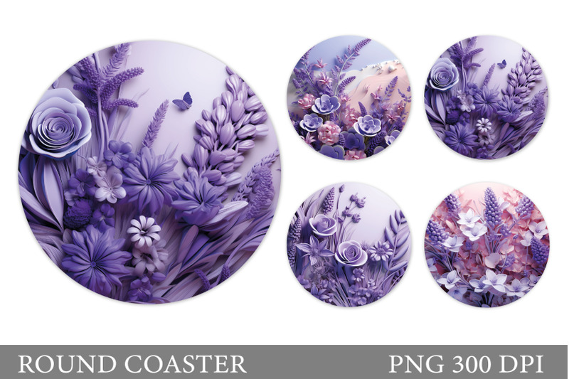 flowers-coaster-sublimation-flowers-round-coaster-design