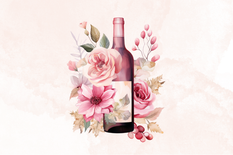 pink-florals-wine-bottle-clipart