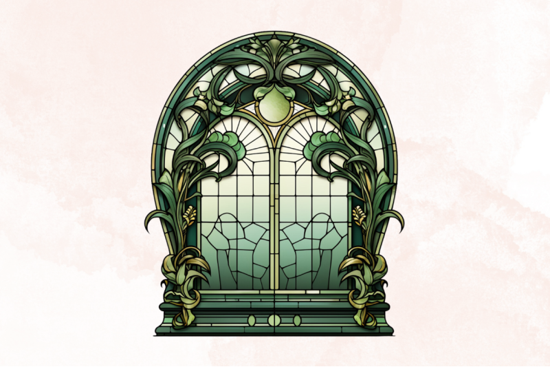 emerald-stained-glass-arched-window