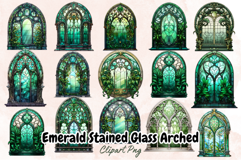 emerald-stained-glass-arched-window