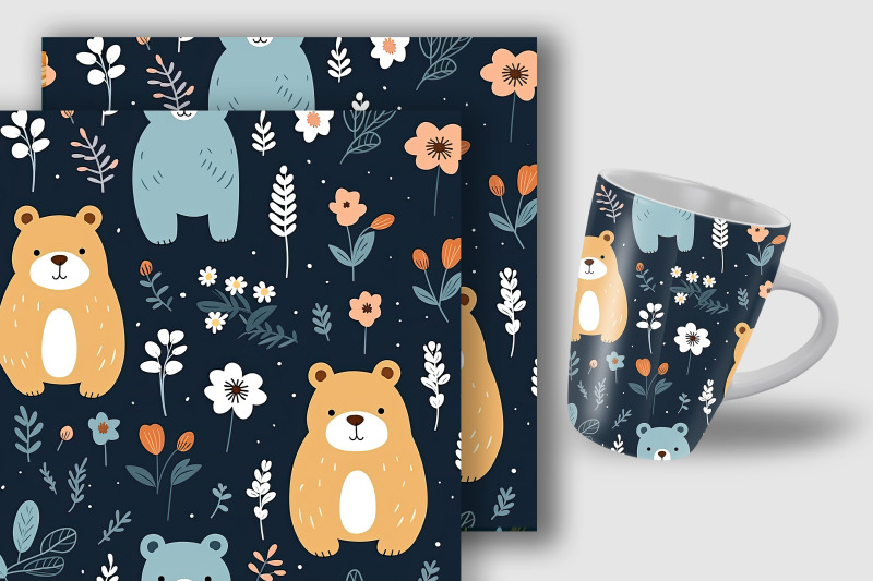 cute-floral-bear-pattern-digital-papers