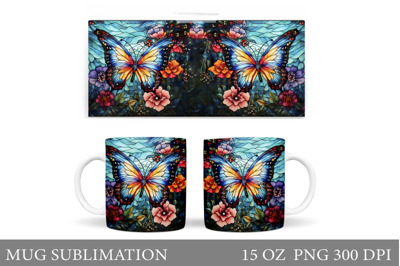 butterflies-mug-sublimation-stained-glass-mug-design