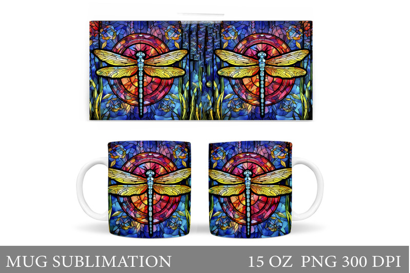 dragonfly-mug-sublimation-stained-glass-mug-design