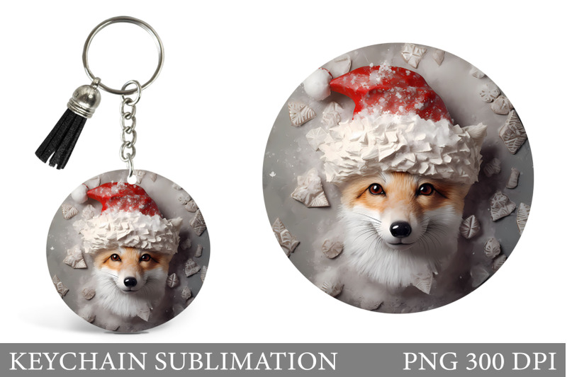 christmas-fox-keychain-design-cute-fox-round-keychain