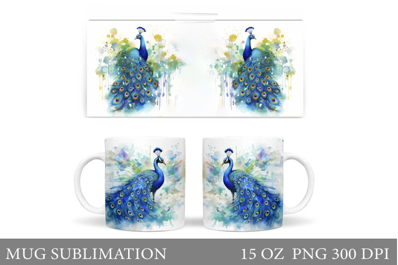 peacock-mug-sublimation-peacock-watercolor-mug-design