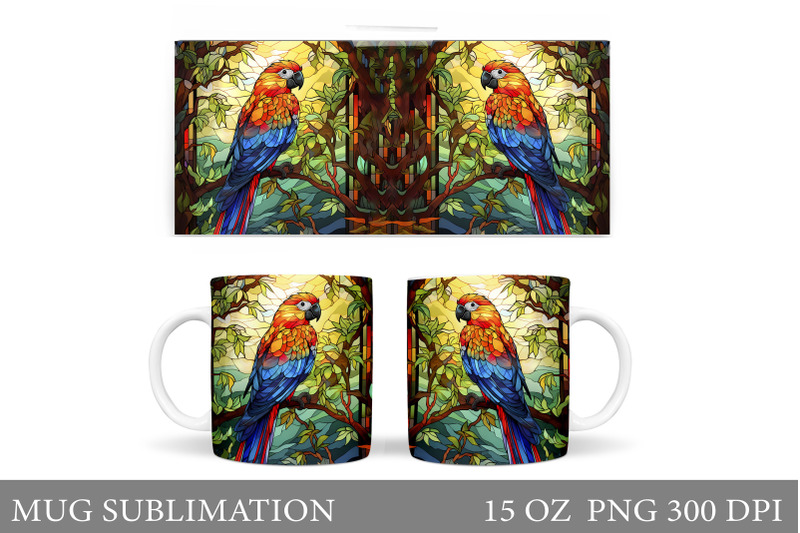 parrot-mug-sublimation-stained-glass-parrot-mug-design