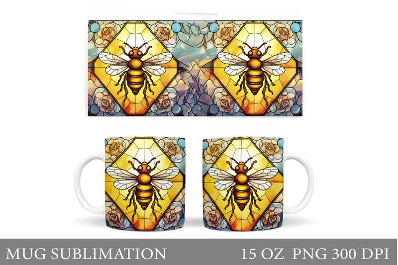 bee-mug-wrap-sublimation-stained-glass-bee-mug-design