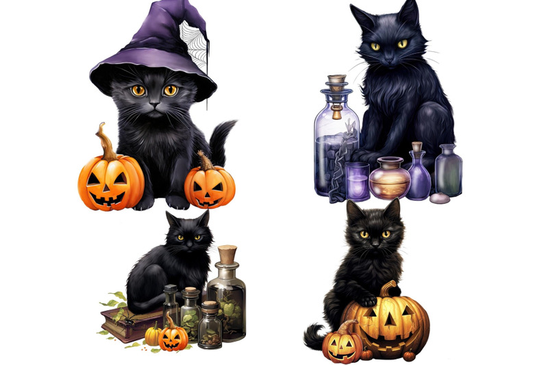 halloween-black-cats-digital-download-clipart-witch-cats-nbsp