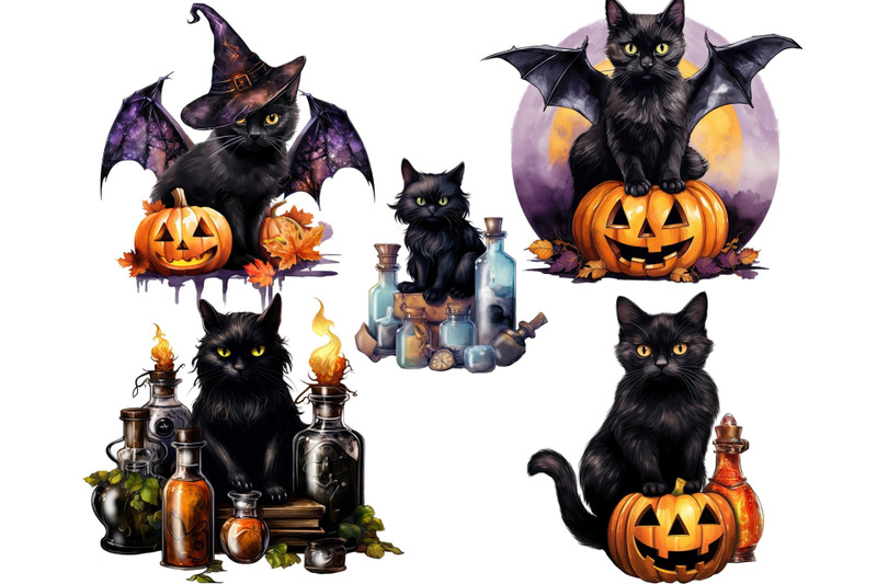 halloween-black-cats-digital-download-clipart-witch-cats-nbsp