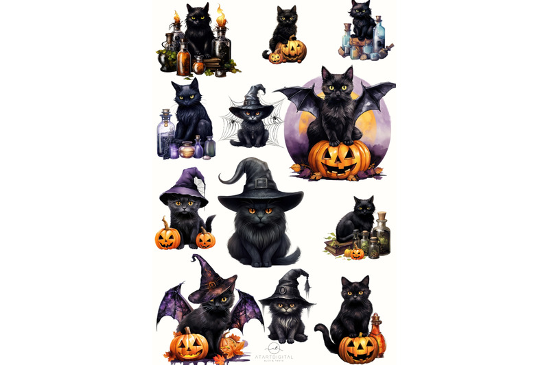 halloween-black-cats-digital-download-clipart-witch-cats-nbsp