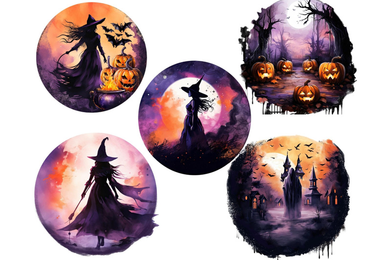 halloween-clipart-witch-graphics-circle-background