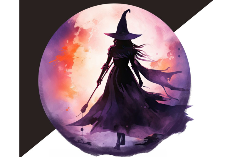 halloween-clipart-witch-graphics-circle-background