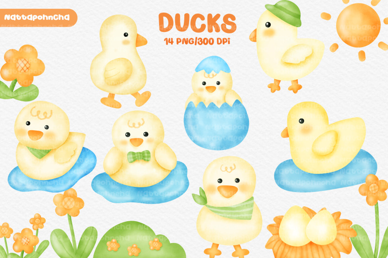 watercolor-little-yellow-duck