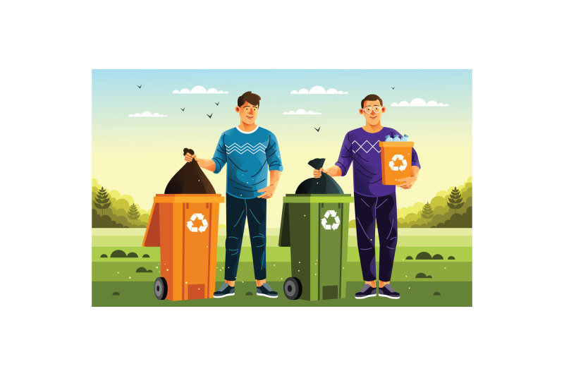 people-sorting-garbage-illustration