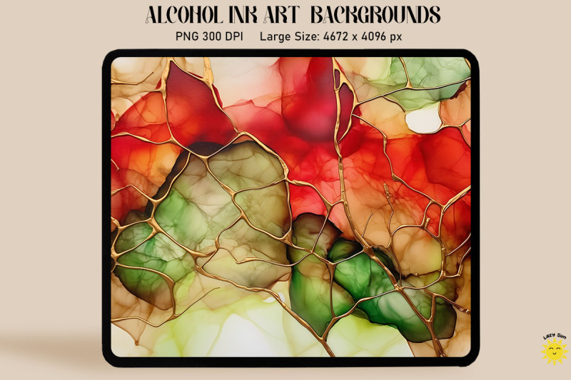 red-green-and-brown-alcohol-ink-art