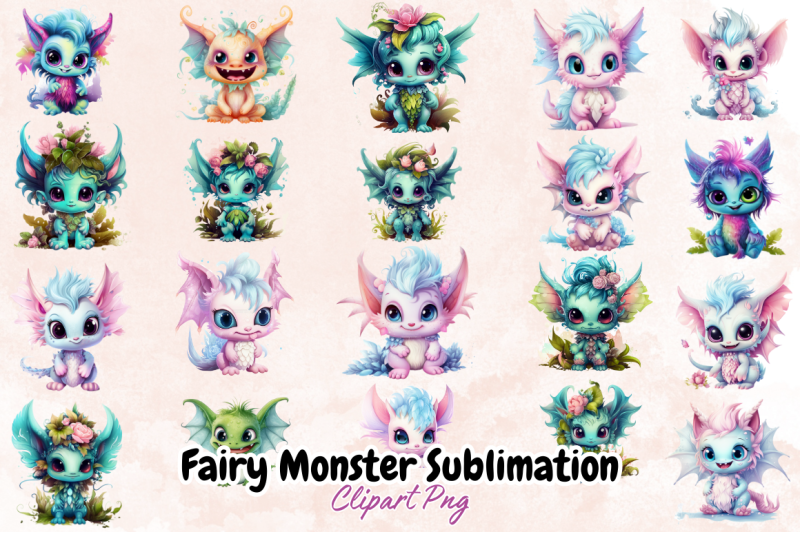 fairy-monster-sublimation-clipart-bundle