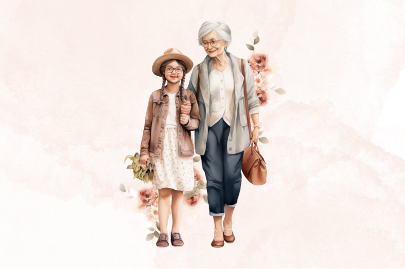 grandma-and-niece-watercolor-clipart