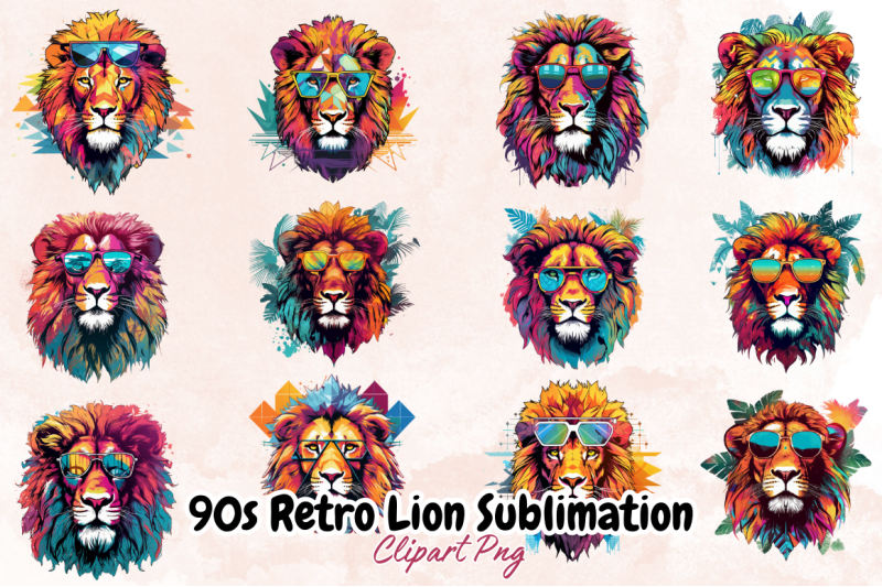 90s-retro-lion-sublimation-clipart