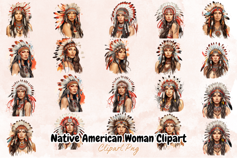 native-american-woman-clipart-bundle