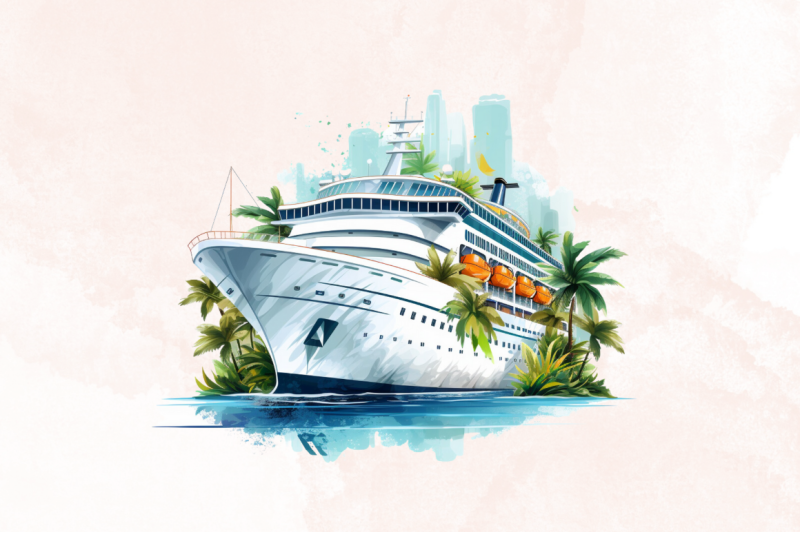 cruise-ship-watercolor-clipart-bundle