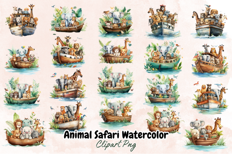 animal-safari-watercolor-clipart-bundle