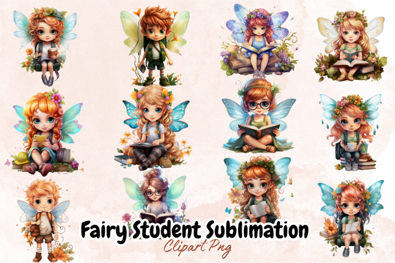 fairy-student-sublimation-clipart-bundle