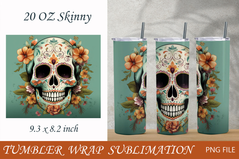 sugar-skull-tumbler-wrap-png-day-of-the-dead
