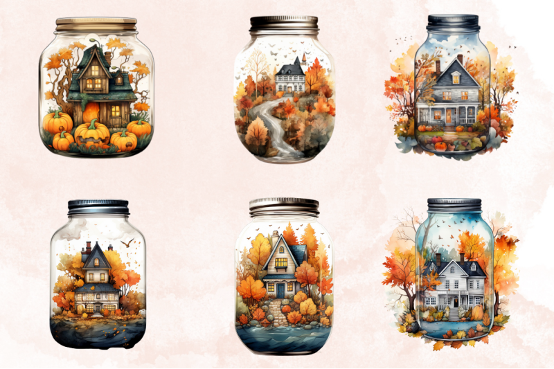 fall-in-jar-watercolor-clipart-bundle