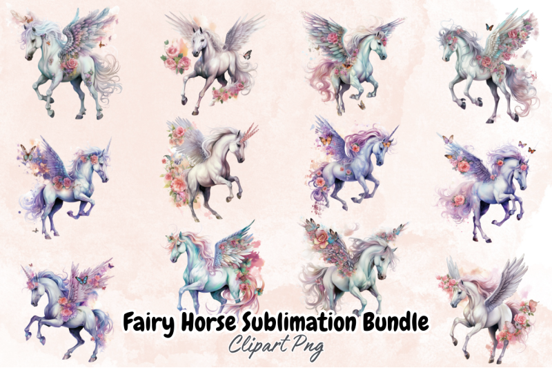 fairy-horse-sublimation-clipart-bundle