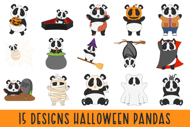 halloween-panda-clipart-bundle
