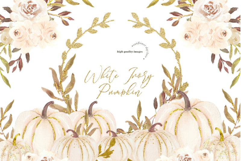 ivory-amp-gold-glitter-flowers-pumpkin-clipart