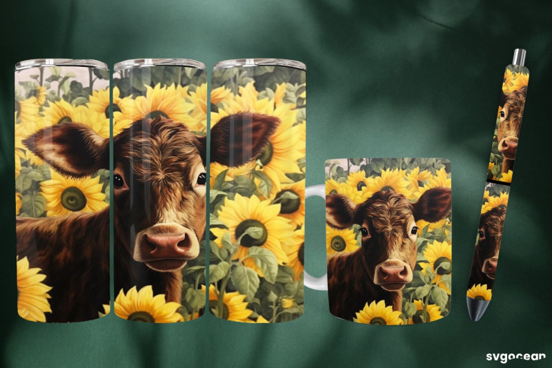 sunflower-cow-wrap-tumbler-mug-pen