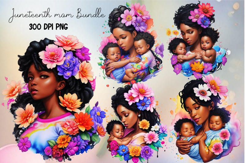 juneteenth-mom-png-clipart-bundle-black-mom-sublimation-flower-mom