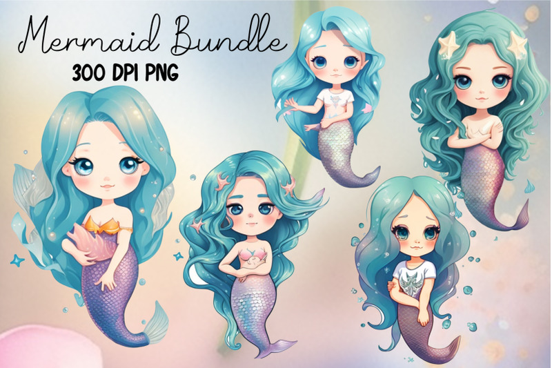 cute-mermaid-sublimation-bundle-mermaid-png-clipart-bundle