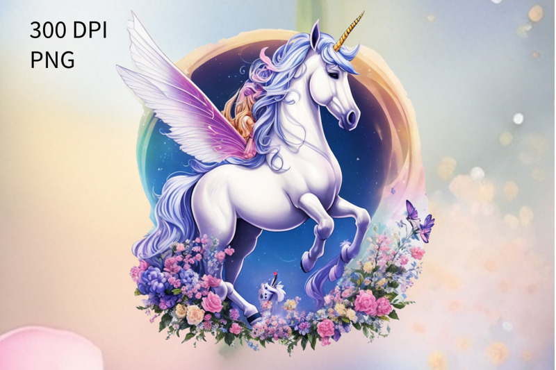 fairy-unicorn-png-clipart-flower-unicorn-png-sublimation