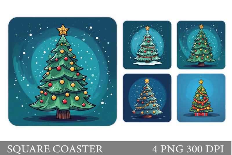 christmas-tree-coaster-design-winter-square-coaster