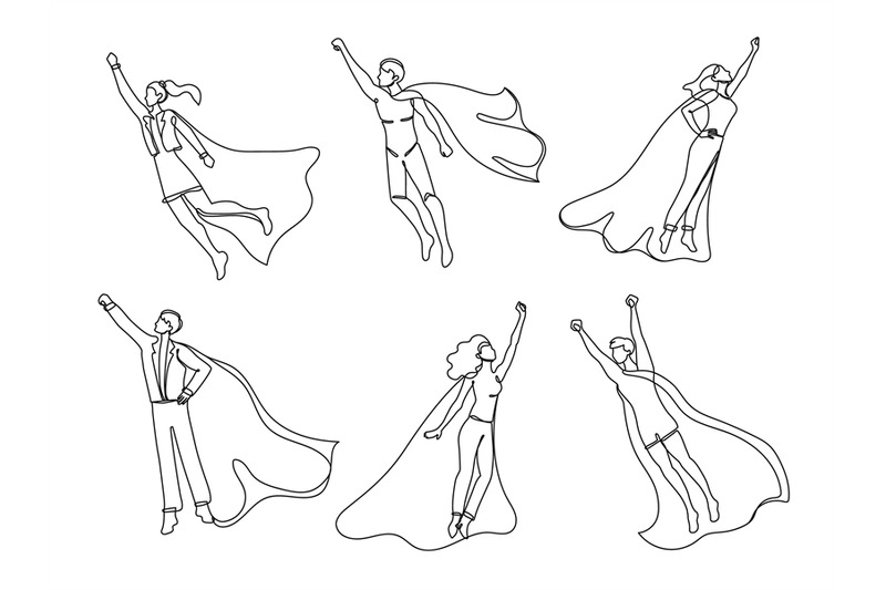 continuous-one-line-superhero-man-and-woman-fly-with-hero-cape-super