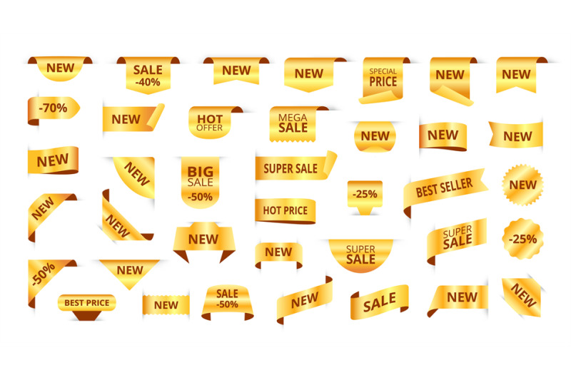 golden-tags-new-label-ribbons-gold-sale-sticker-and