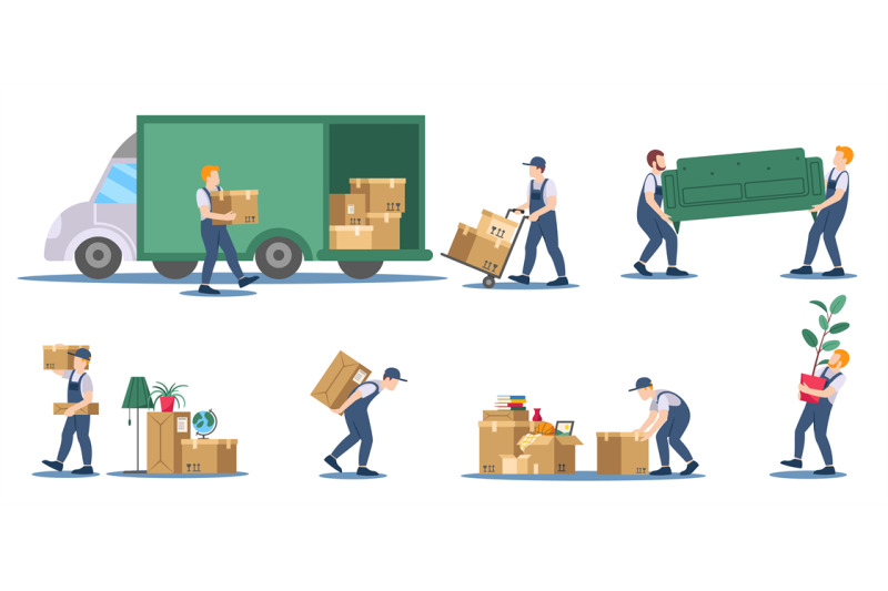 moving-service-delivery-service-workers-loading-boxes-and-sofa-into-t