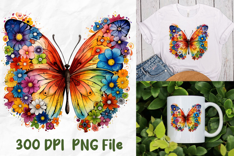 hippie-butterfly-rainbow-flowers