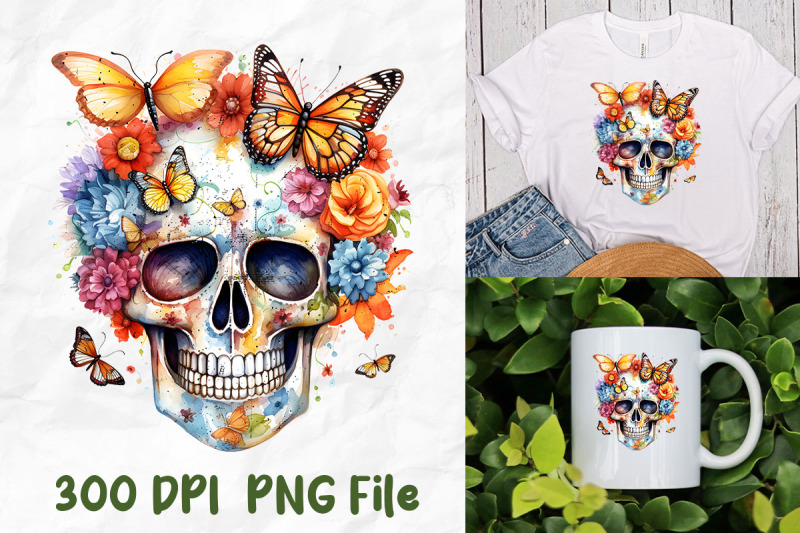 hippie-butterfly-retro-skull-flowers